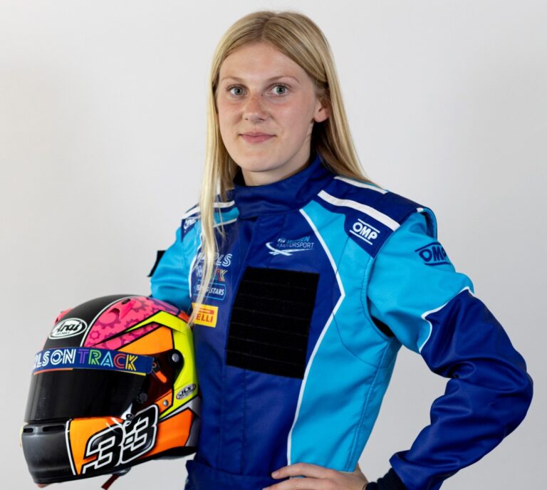 Macie Hitter in her race suit