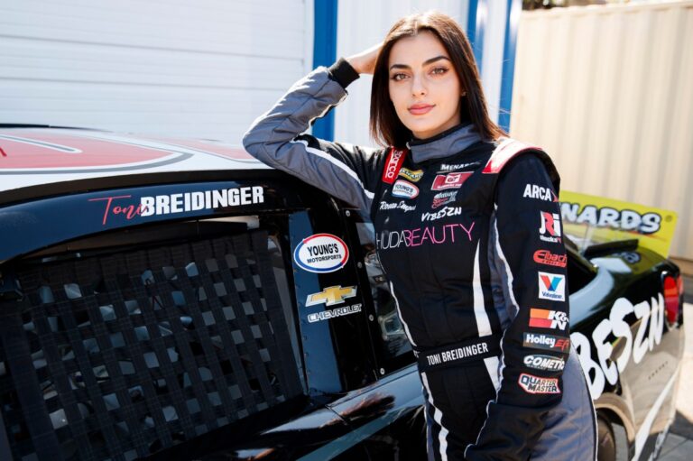 Toni Breidinger in her race suit