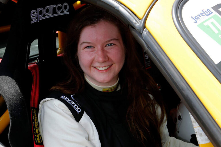 Sarah Thomson in her race suit