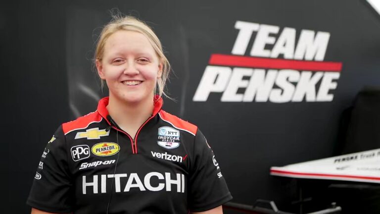 Caitlyn Brown in her race suit