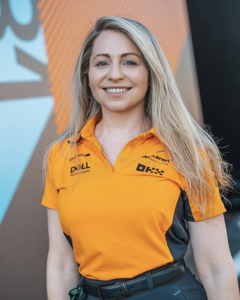 Laurette Nicoll in her race suit