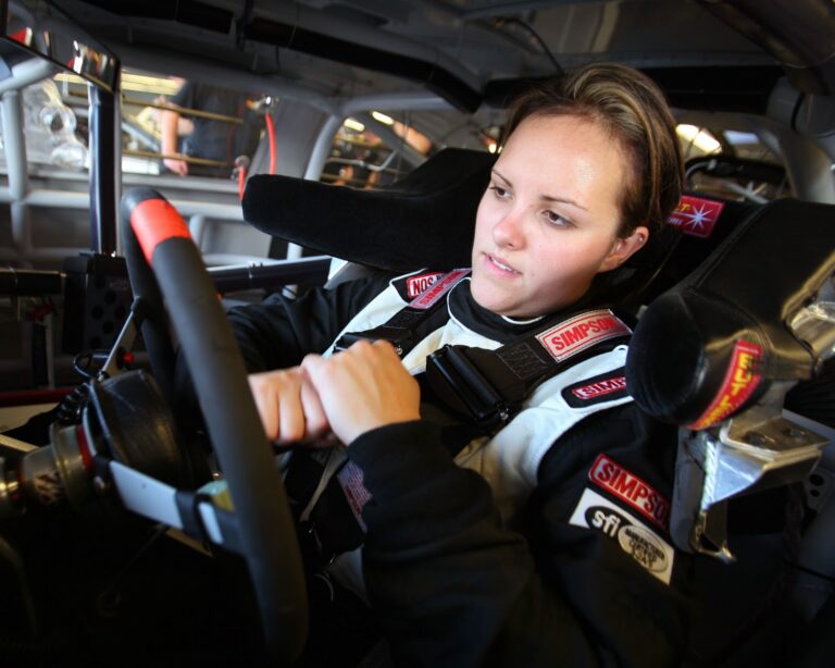 Alli Owens in her race suit
