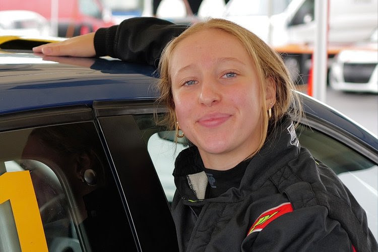 Linda Frey in her race suit