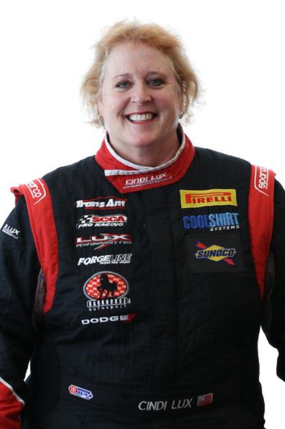 Cindy Lux in her race suit
