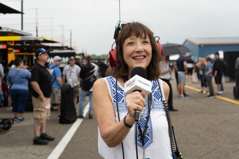 Claire Lang in her race suit