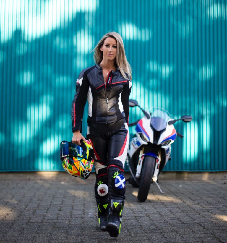 Lucy Blondel in her race suit