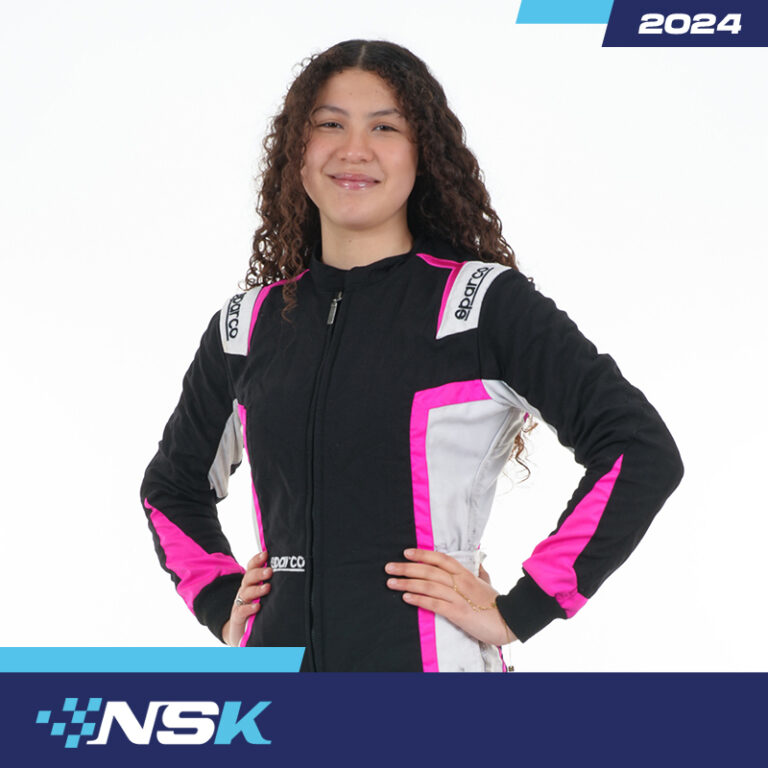 Heloise Goldberg in her race suit