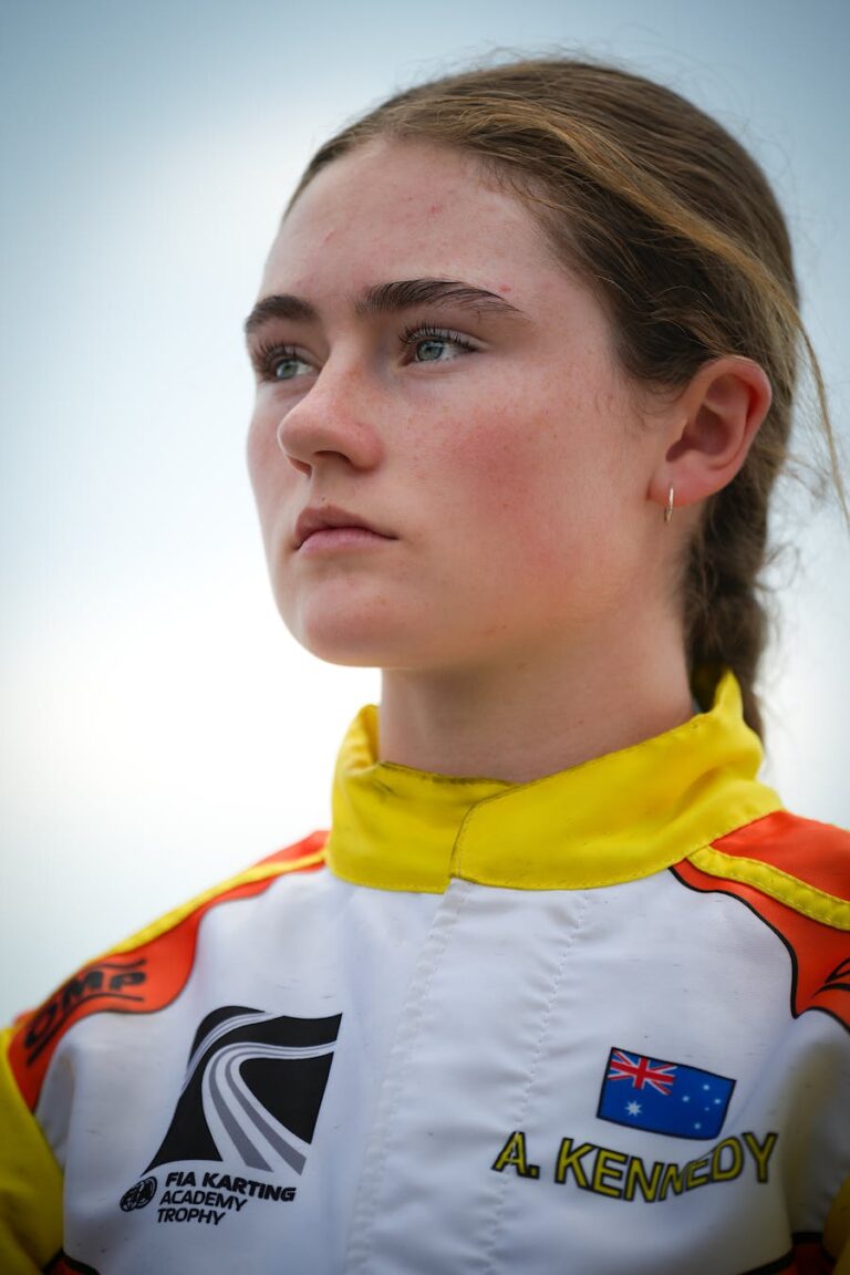 Annabel Kennedy in her race suit