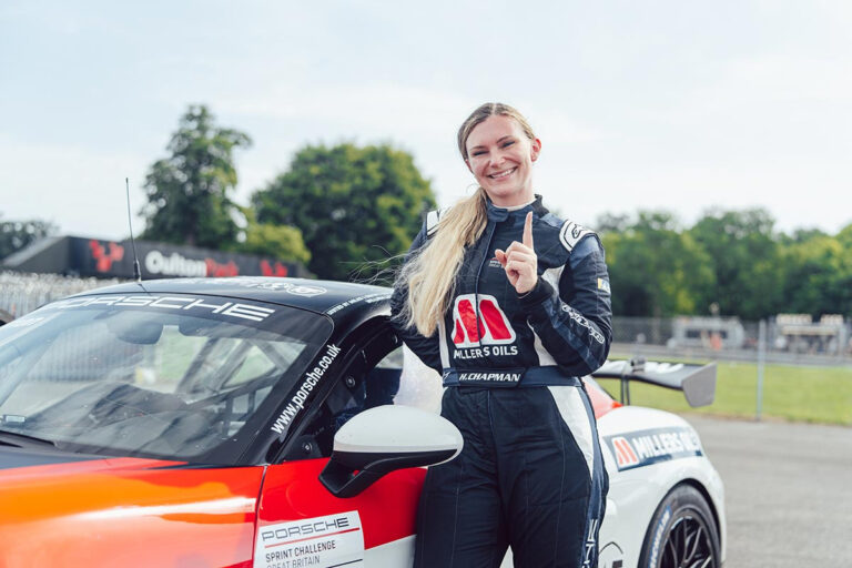 Hannah Chapman in her race suit