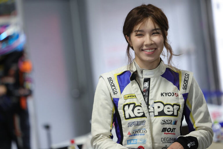 Hana Burton in her race suit