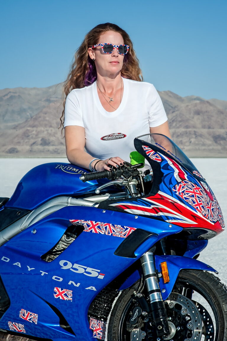 Liane Langlois in her race suit
