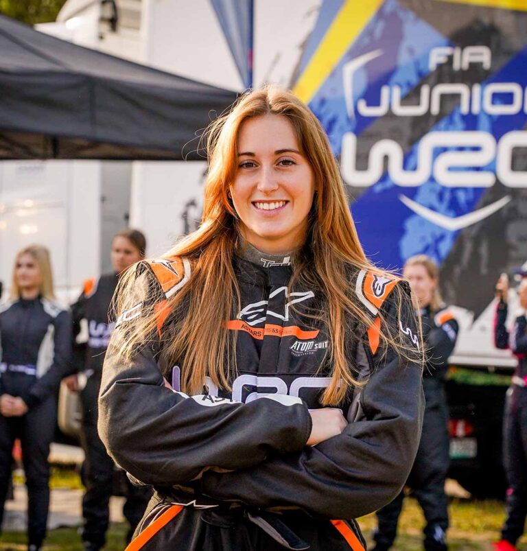 Emma Chalvin in her race suit