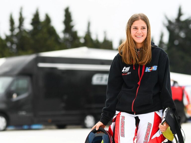 Zoe Florescu in her race suit