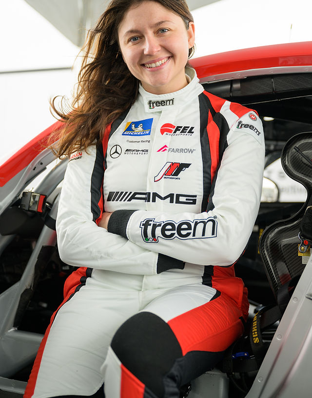 Demi Chalkias in her race suit