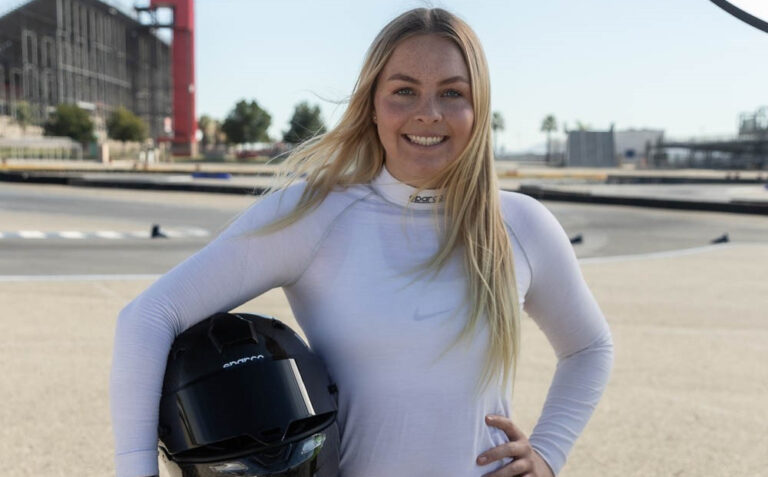 Hannah Grisham in her race suit