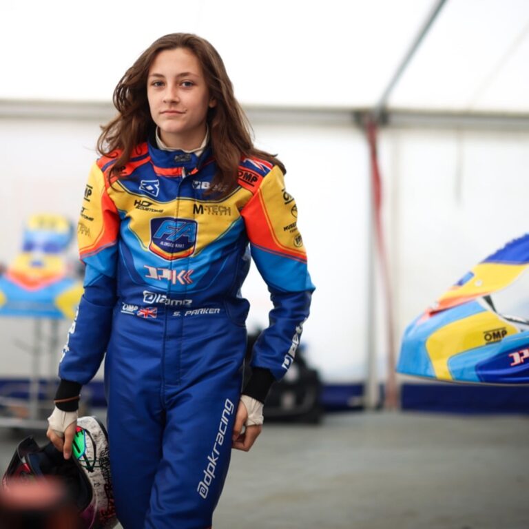 Skye Parker in her race suit