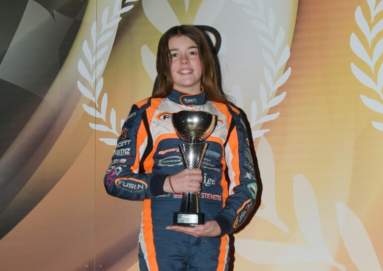 Ella Stevens in her race suit