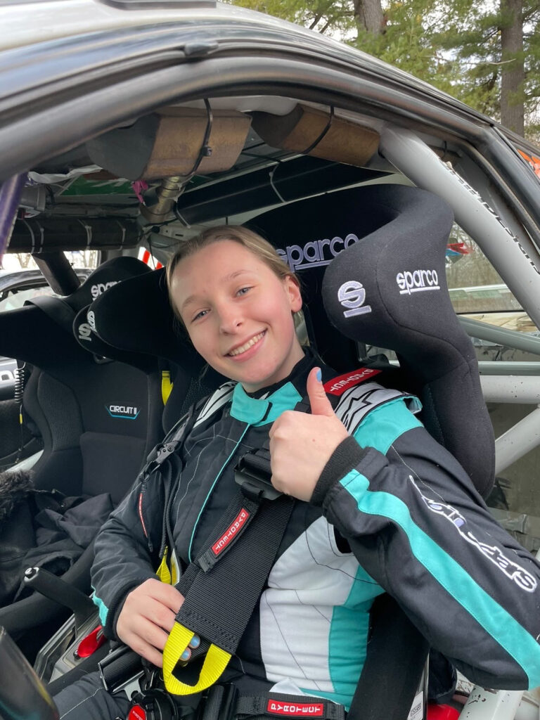 Madelyn Tabor in her race suit
