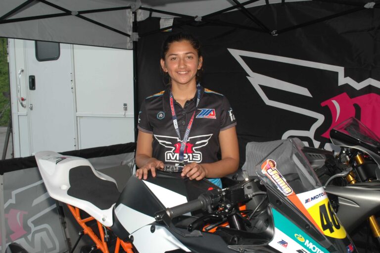Jamie Astudillo in her race suit
