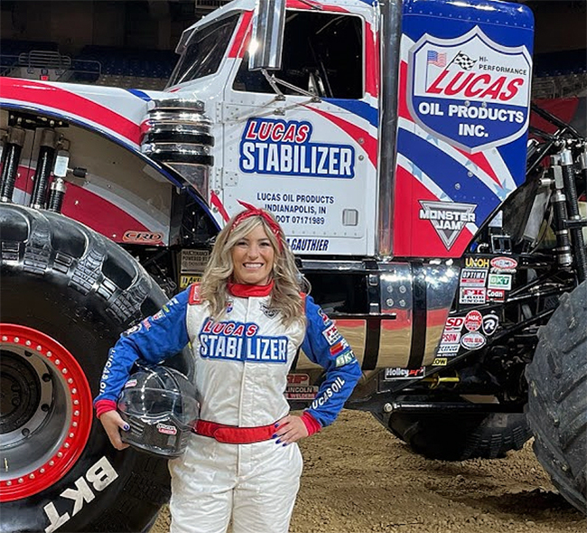 Cynthia Gauthier in her race suit