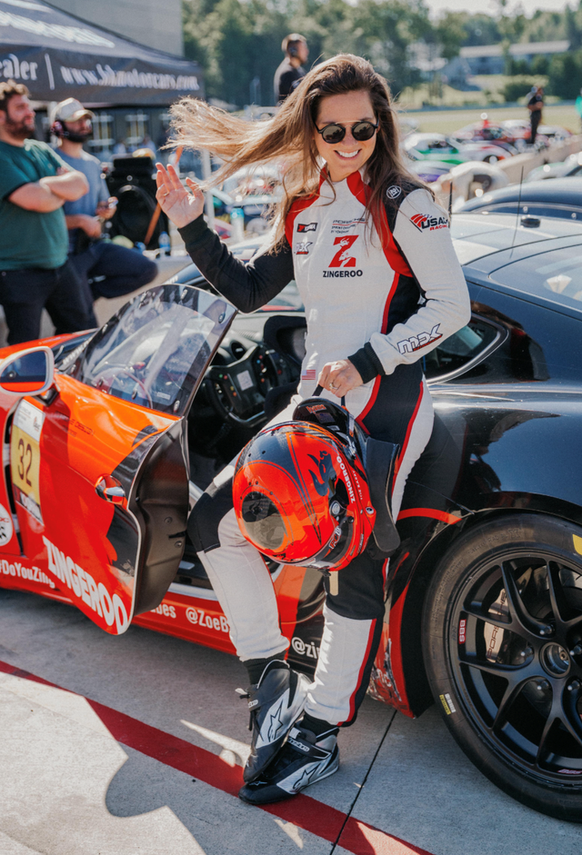 Zoë Barry in her race suit