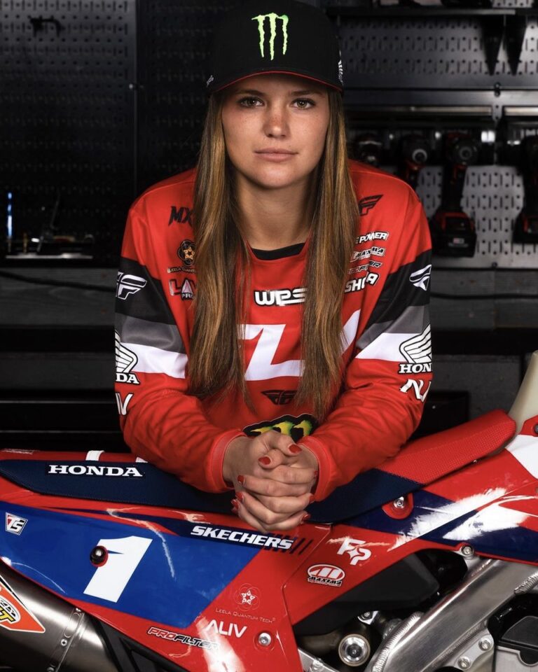 Mikayla Nielsen in her race suit