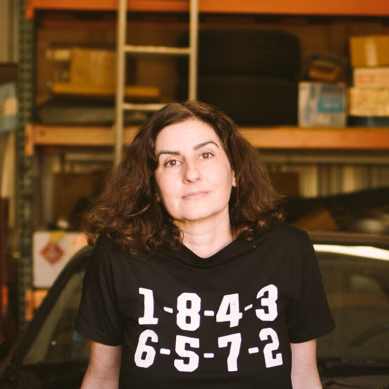 Elana Scherr in her race suit