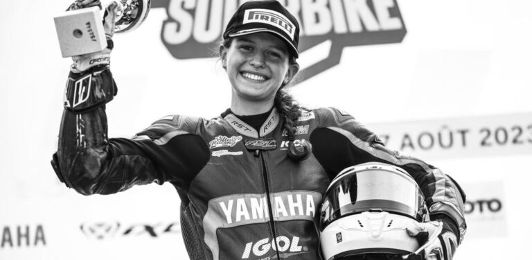 Justine Pedemonte in her race suit