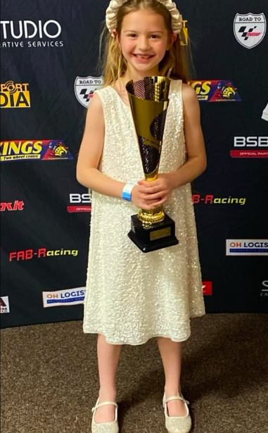 Nelly Newth in her race suit