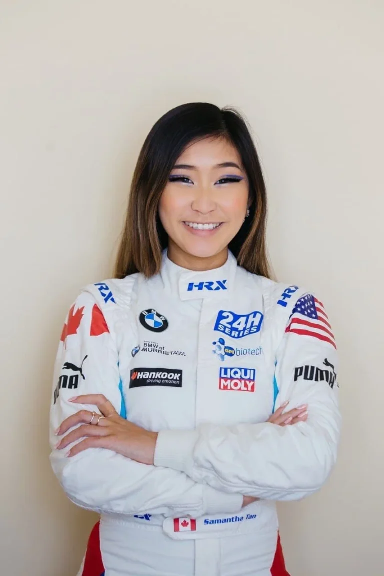 Samantha Tan in her race suit