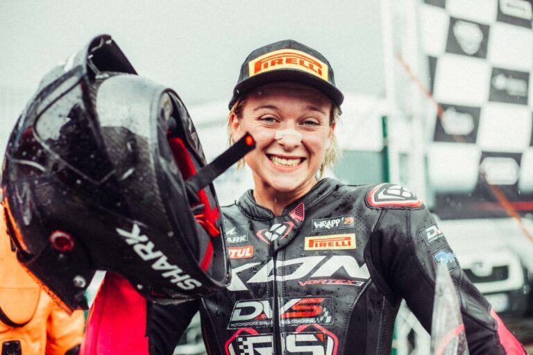 Lucie Boudesseul in her race suit