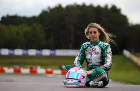Hannah Lang in her race suit