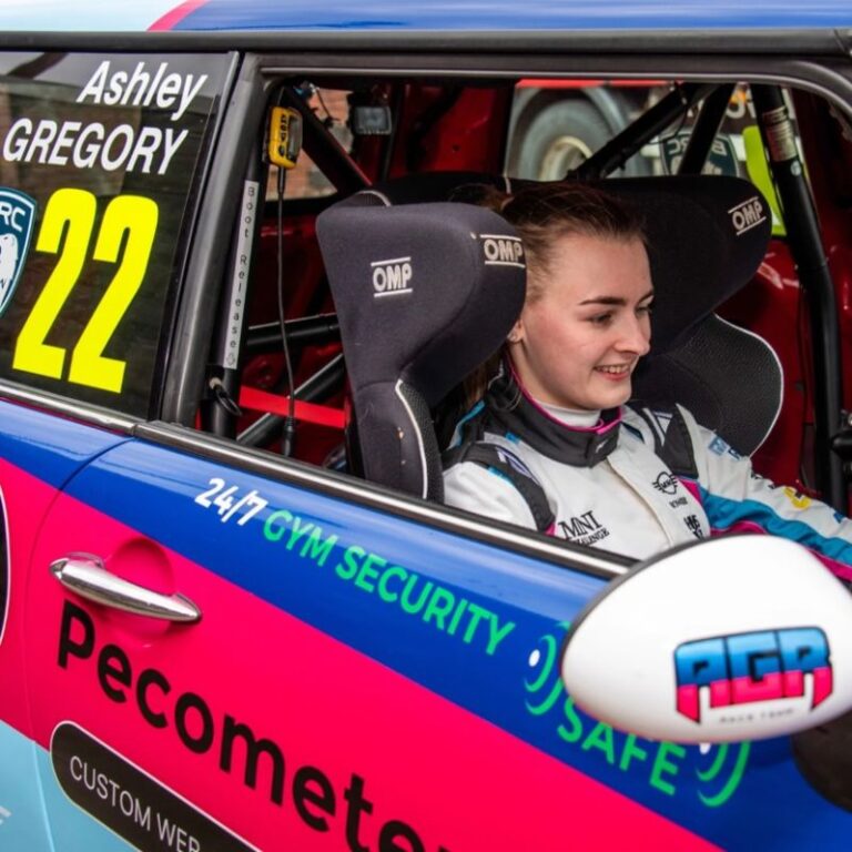 Ashley Gregory in her race suit