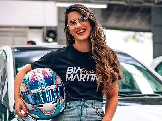 Bia Martins in her race suit